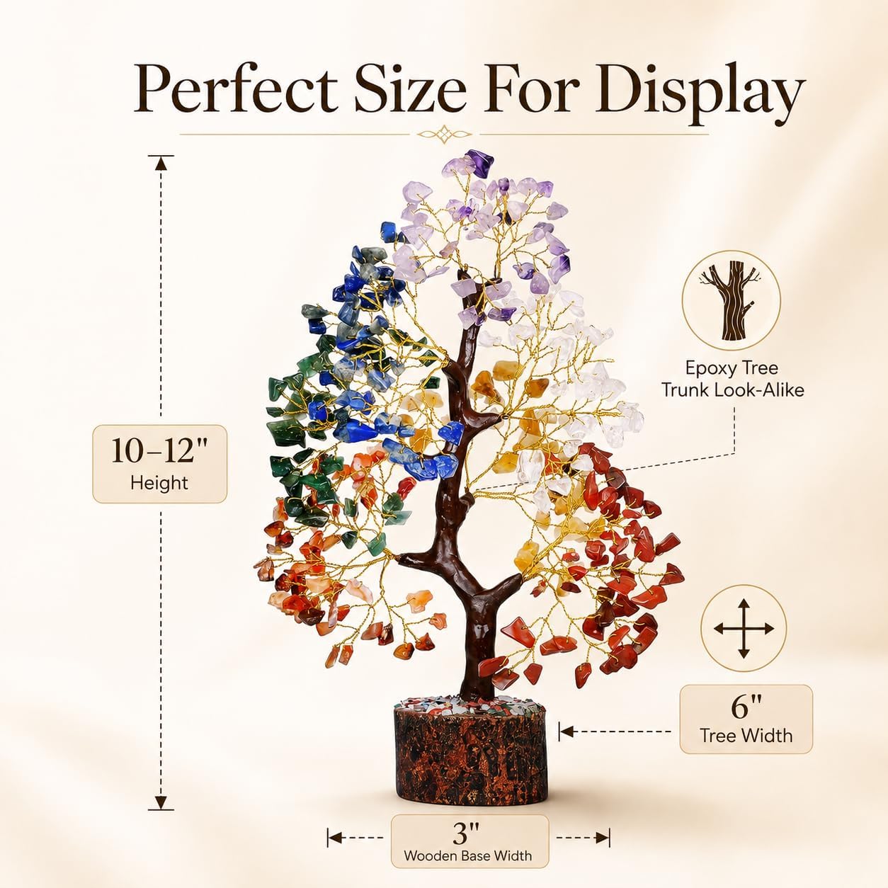Detalle de YATSKIA Crystal Tree 7 Chakra Tree of Life with Natural Crystals