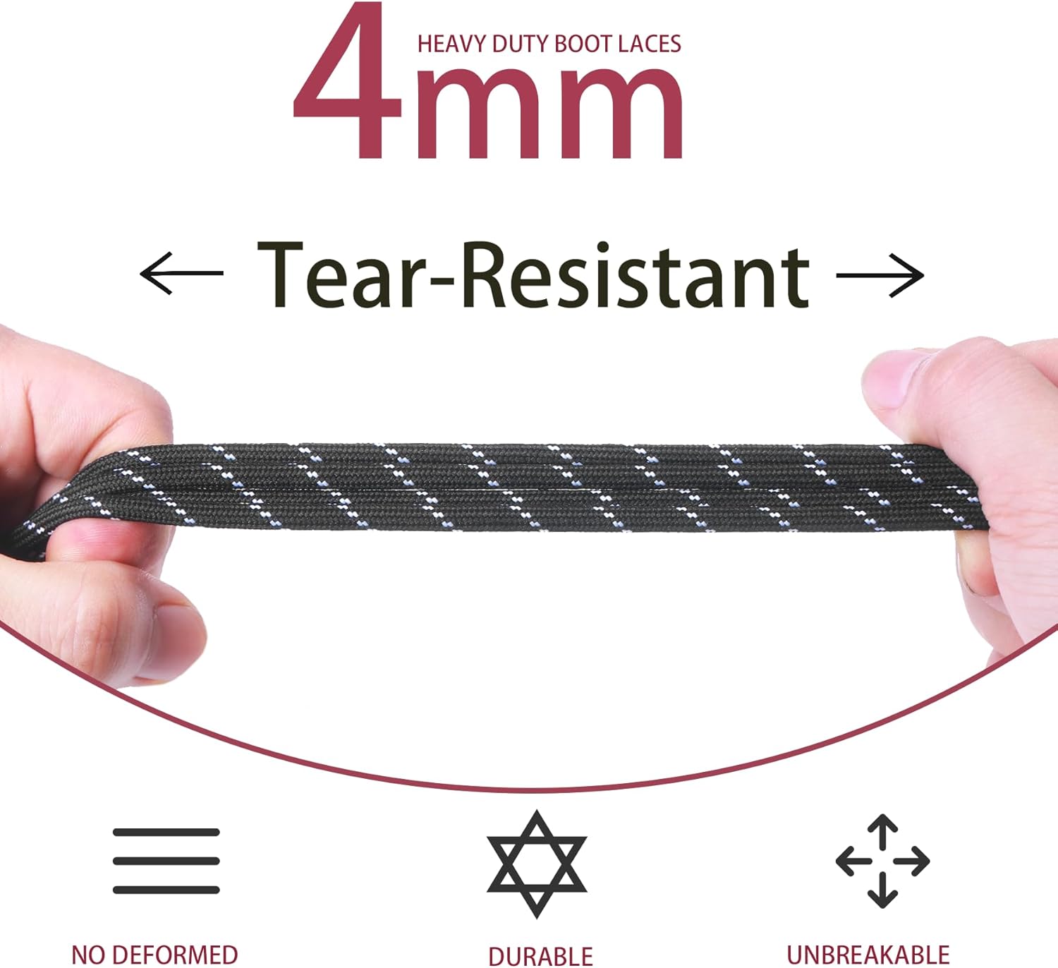 Thumbnail 2 de 7STROBBS 2 Pairs Strong Work Boot Laces (Heavy-Duty Round Shoelaces) – Thick Replacement Cord