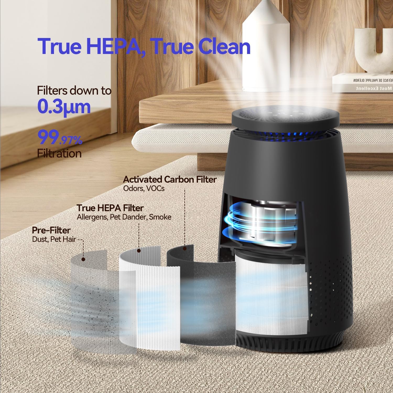 Detalle de ROSEKM HEPA Air Purifier 20m²