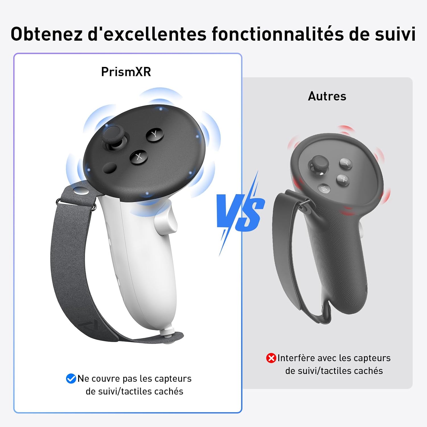 Thumbnail 3 de PRISMXR poignées de contrôleur pour Meta Quest 3/3S avec dragonne microfibre réglable