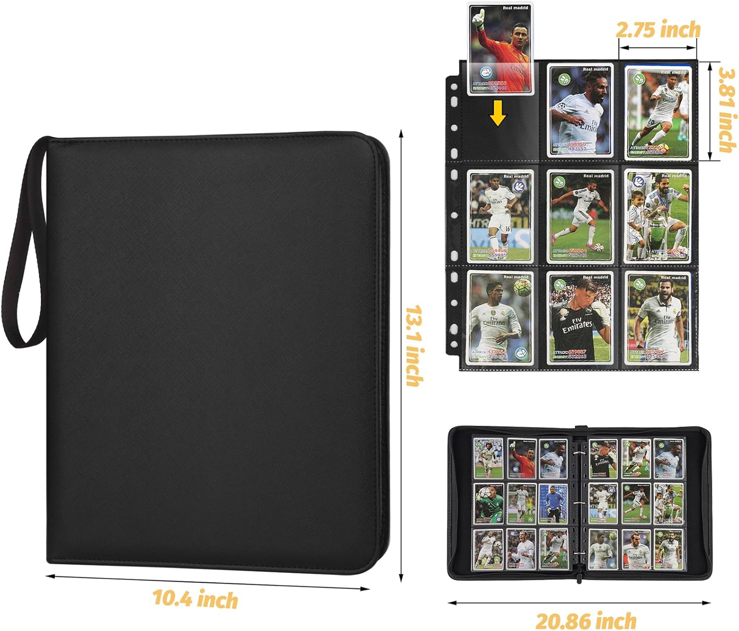 Detalle de GERMUN 9 Pocket Card Binder: Premium PU Leather, 720-Card Capacity