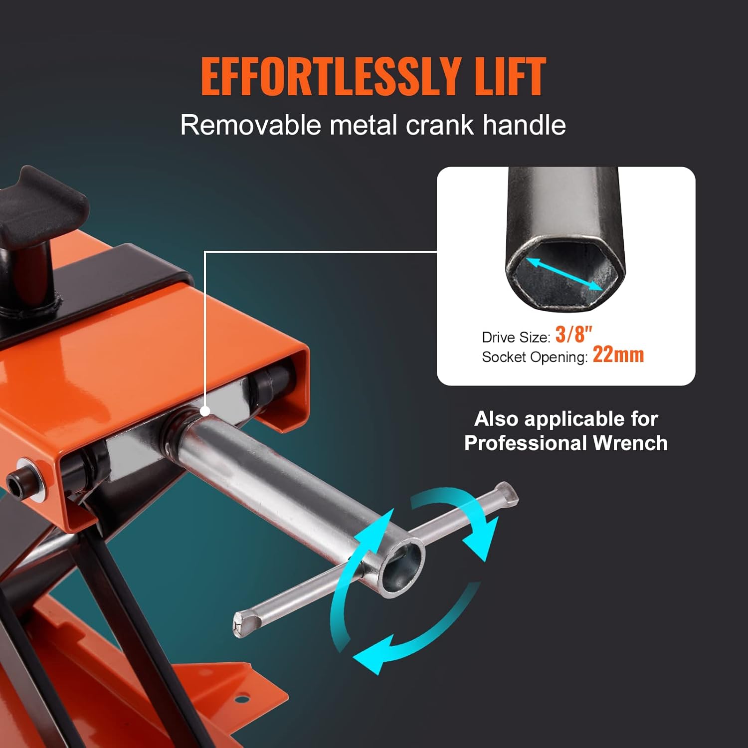 Detalle de VEVOR Ponte sollevatore idraulico a forbice per moto (max 500 kg), altezza regolabile 8,9–33,8 cm