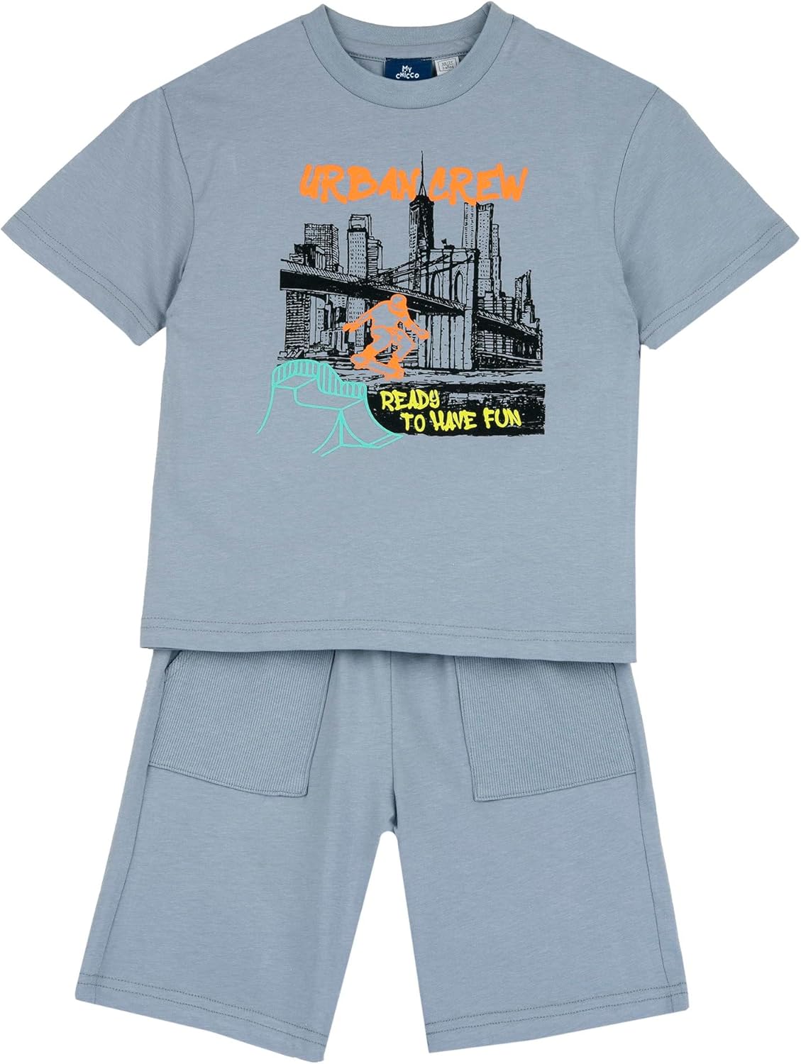 Detalle de Completo Chicco per Bambino con T-shirt e Pantaloncini in Morbido Tessuto – Design Italy