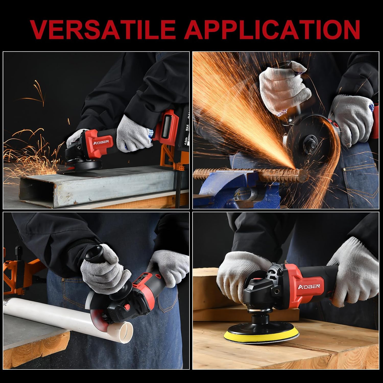 Detalle 2 de AOBEN AT104X-115 Cordless Angle Grinder, 4-1/2-Inch Brushless, 2 Batteries