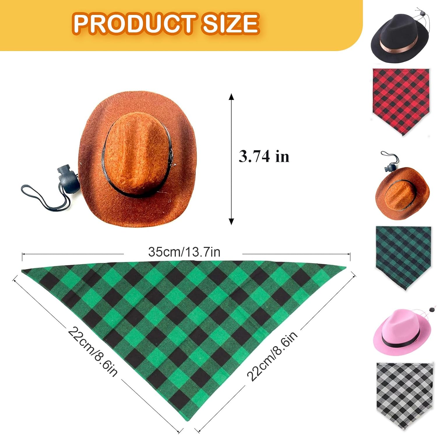 Thumbnail 1 de Cowboy Hat and Bandana Set for Small Pets (Pink) – Cute Costume for Rabbits, Guinea P pigs, Cats & Dogs