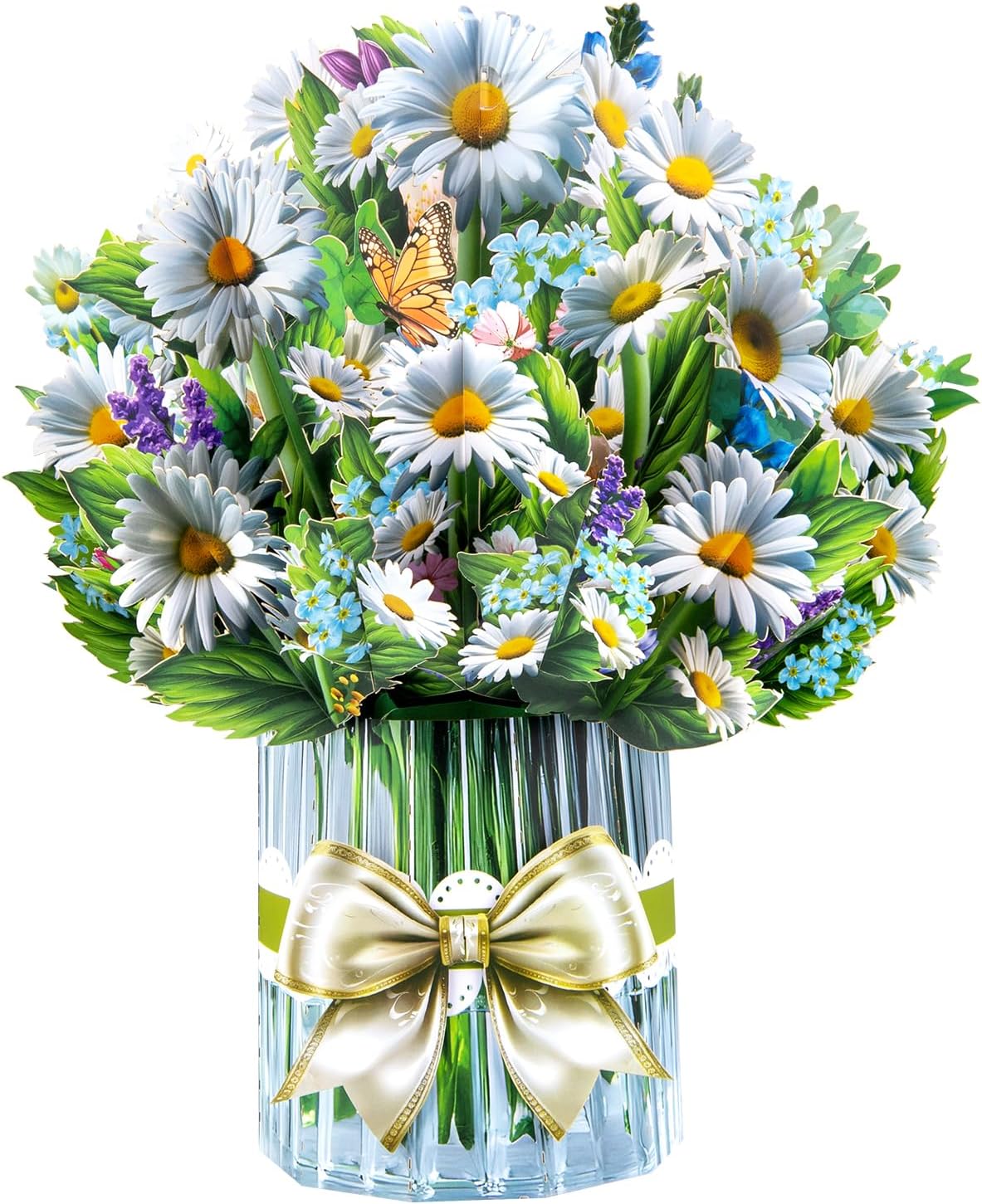 Detalle 2 de Gänseblümchen Big Pop Up Karte – 33 cm Blumenstrauß mit leerer Notizkarte und Umschlägen
