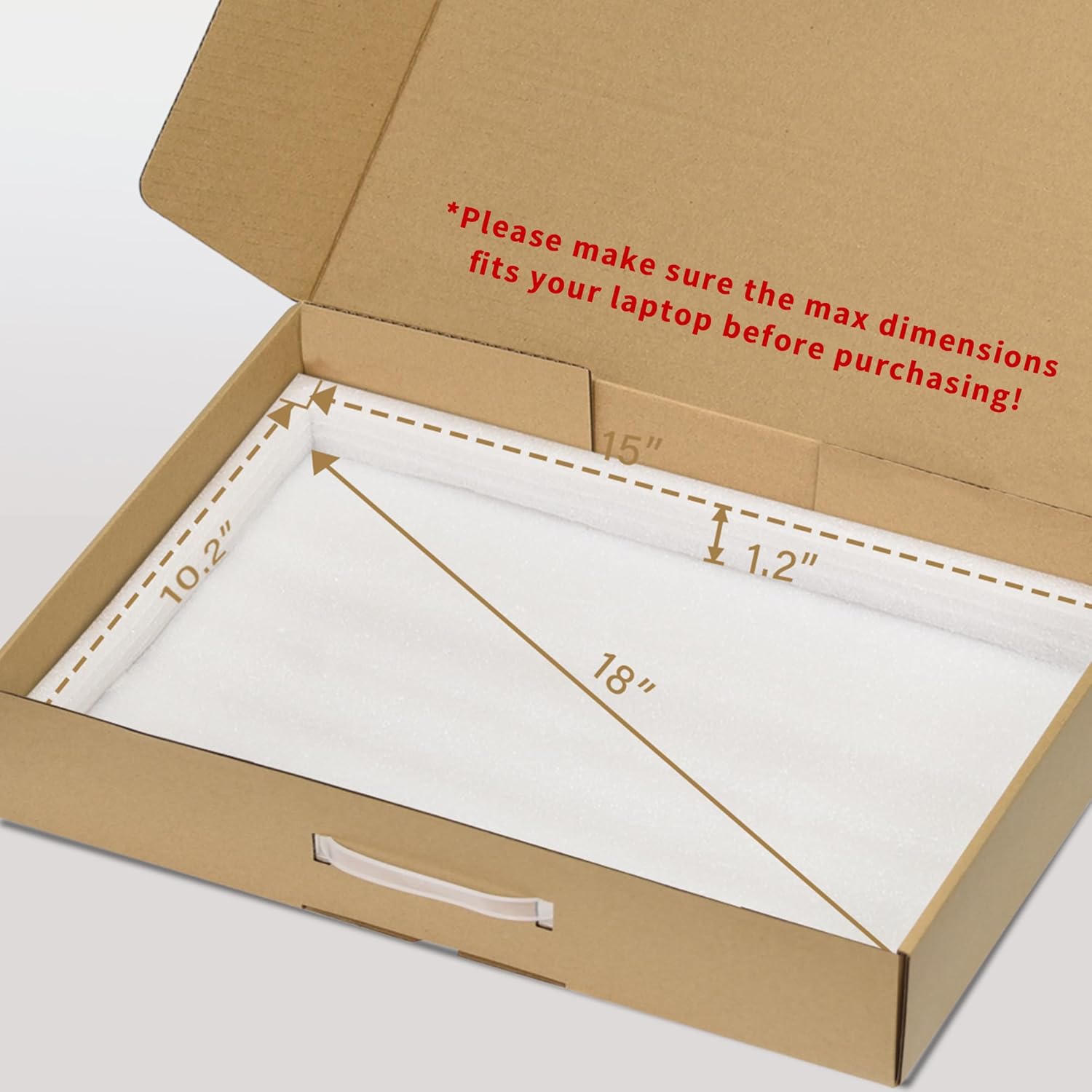 Detalle de ALASHI laptop shipping box with protection foam (up to 17.3-inch), cardboard secure mailer in brown