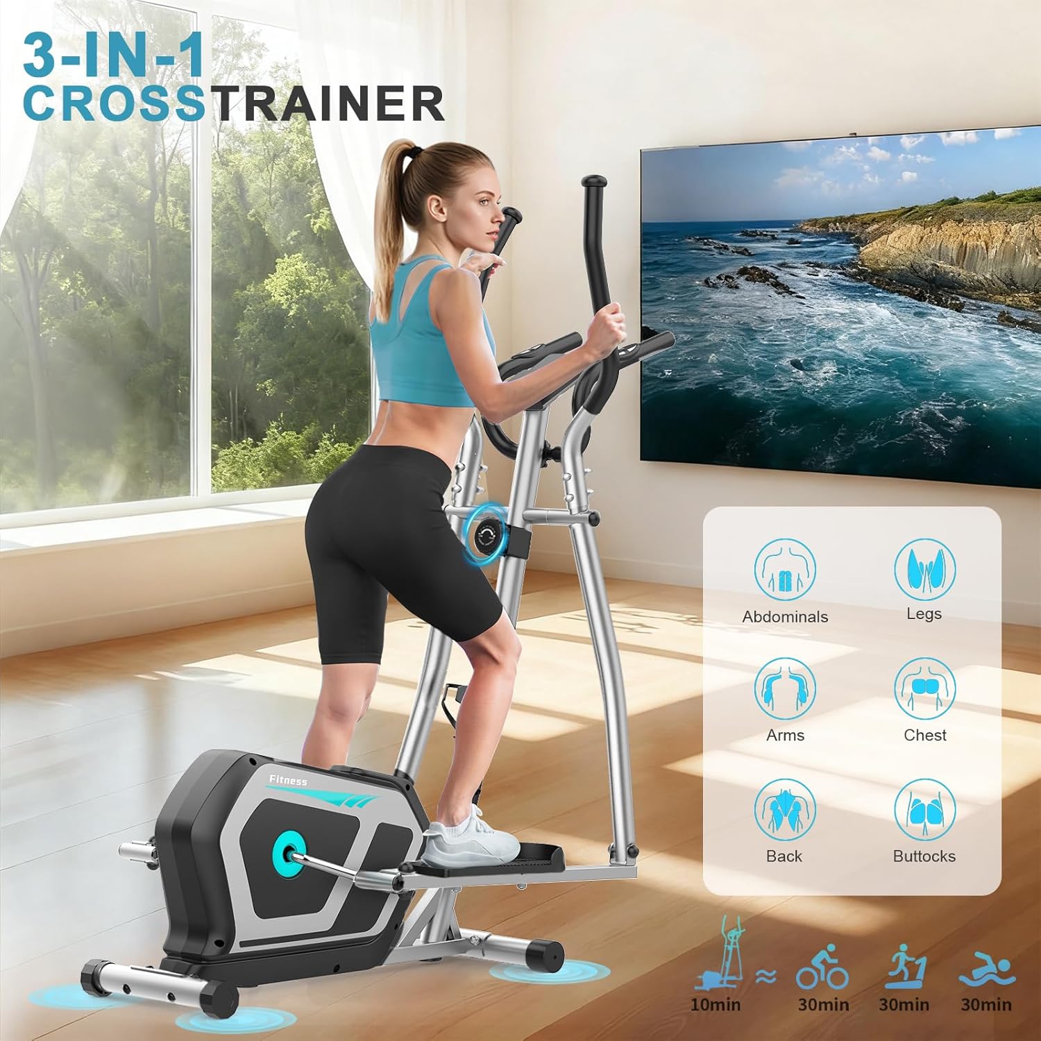 Detalle de Ellittiche Da Casa con App 3-in-1: Silenziosa, 16 Livelli e Monitor LCD