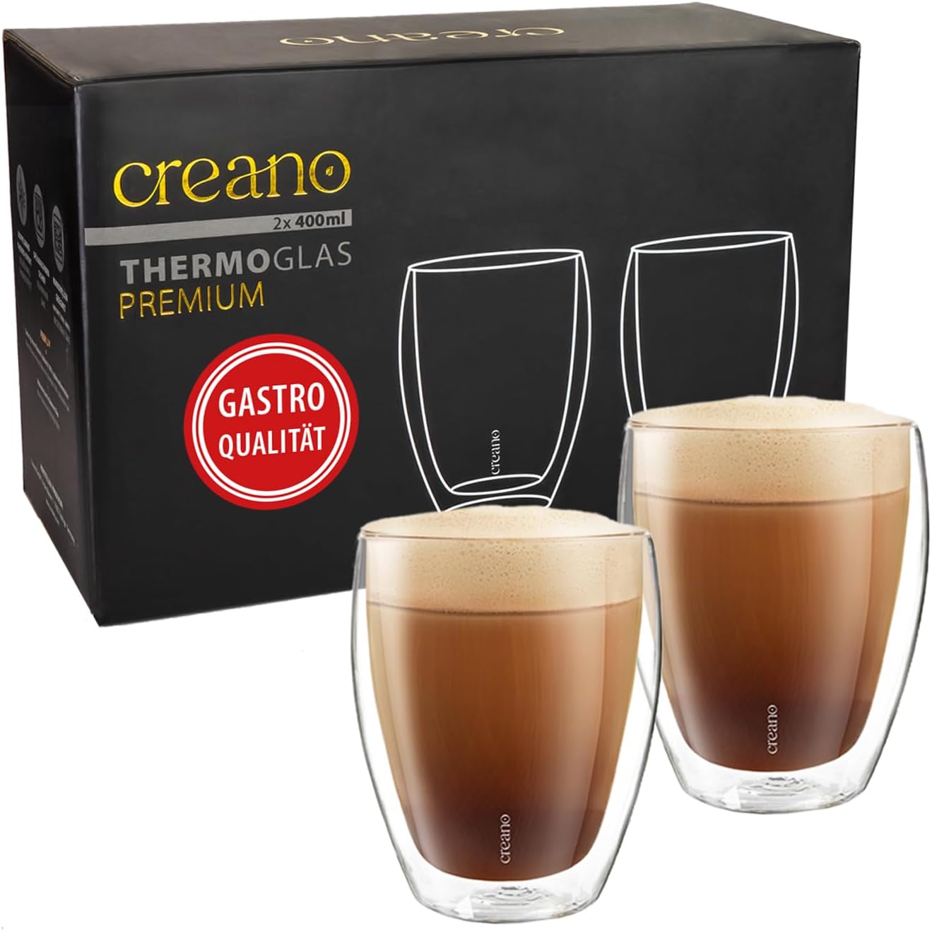 Detalle de Creano PREMIUM doppelwandige TrinkglĂ€ser 400 ml đ„