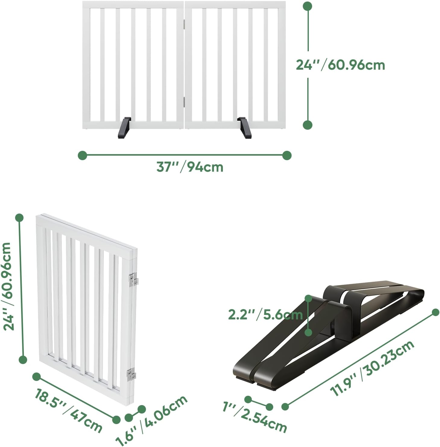Thumbnail 1 de Algherohein freistehendes Hundegitter für Türen, faltbar (2 Paneele, weiß) – Welpen- & Haustiergitter für den Innenbereich