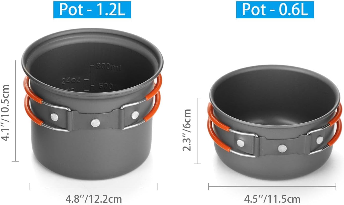Detalle de Odoland Camping Cookware Set for 1-2 People