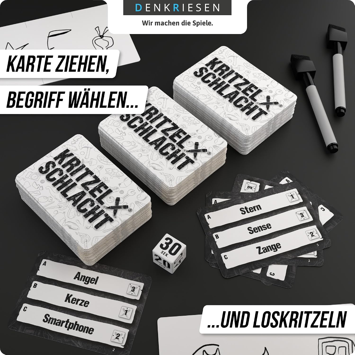 Thumbnail 4 de DENKRIESEN Partyfieber Kritzelschlacht 300 Karten