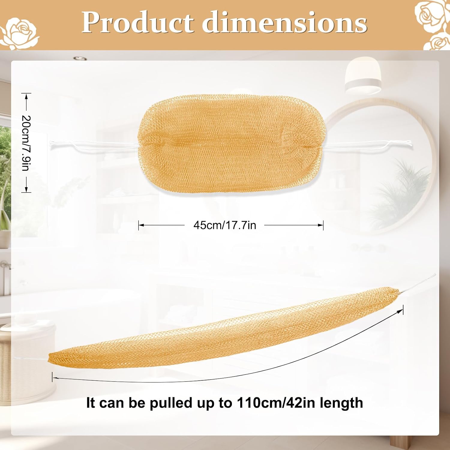 Thumbnail 2 de Starhot African Net Sponge Authentic with Knots (Golden) – Long Quick-Dry Exfoliating Body Scrubber
