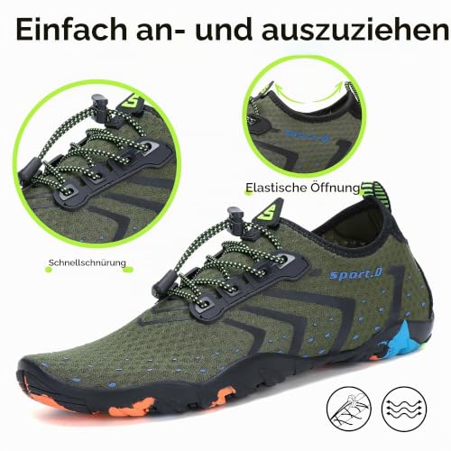 Detalle de SAGUARO Badeschuhe Aquaschuhe Strandschuhe Surfschuhe Neu-Grün, 44 EU
