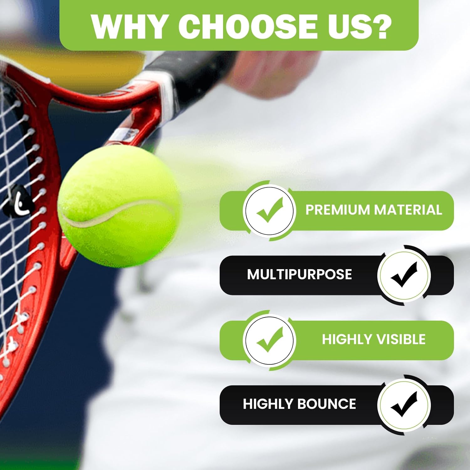 Thumbnail 4 de FURWEY Pressureless Tennis Balls Bulk Pack (Natural Rubber & Felt) + Mesh Bag