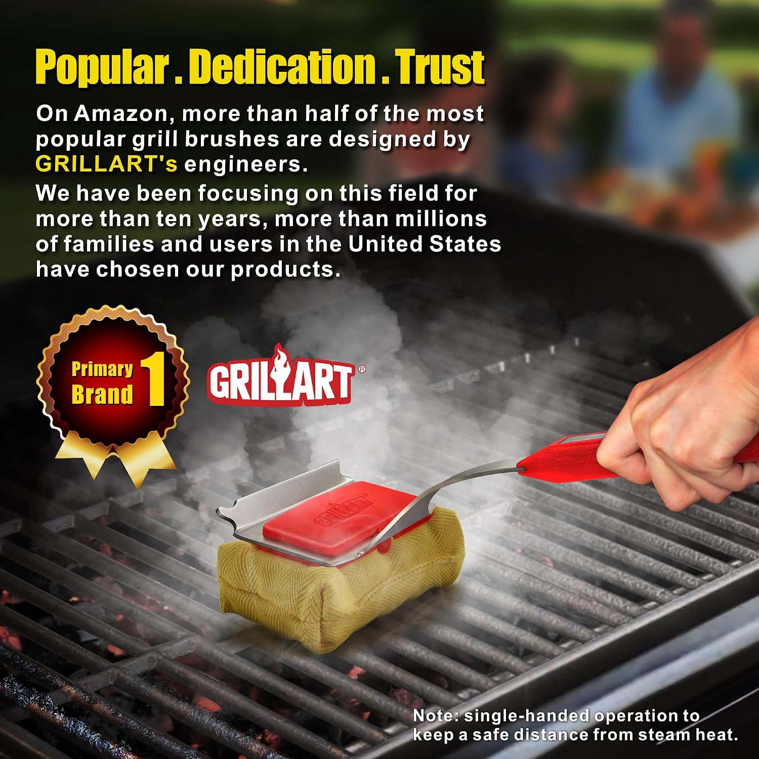Detalle 2 de GRILLART BTS-06 SteamWizards Bristle-Free Grill Brush with Replaceable Head