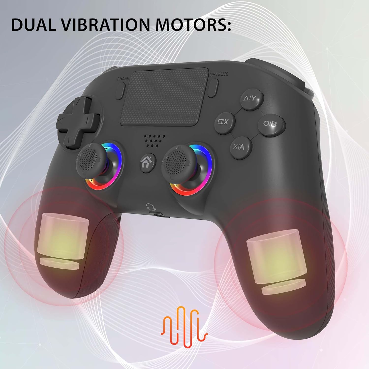 Thumbnail 2 de SUBSONIC Controller wireless Bluetooth per PS4 con vibrazione, LED e jack cuffie da 3,5 mm – Nero