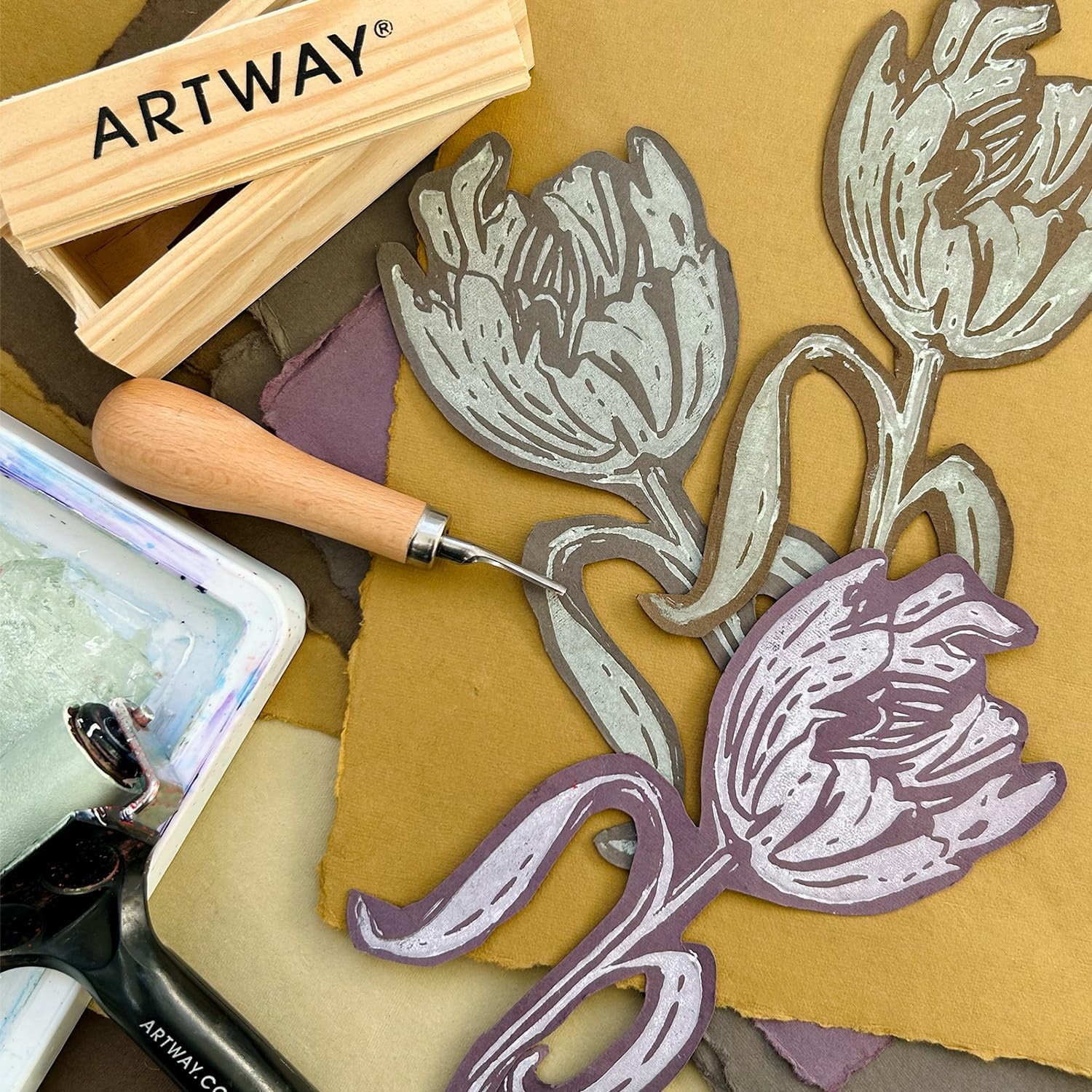 Detalle de Artway Indigo A4 Cotton Rag Paper — Coloured Handmade Pack (25 sheets x 5 colours, 220–250gsm)