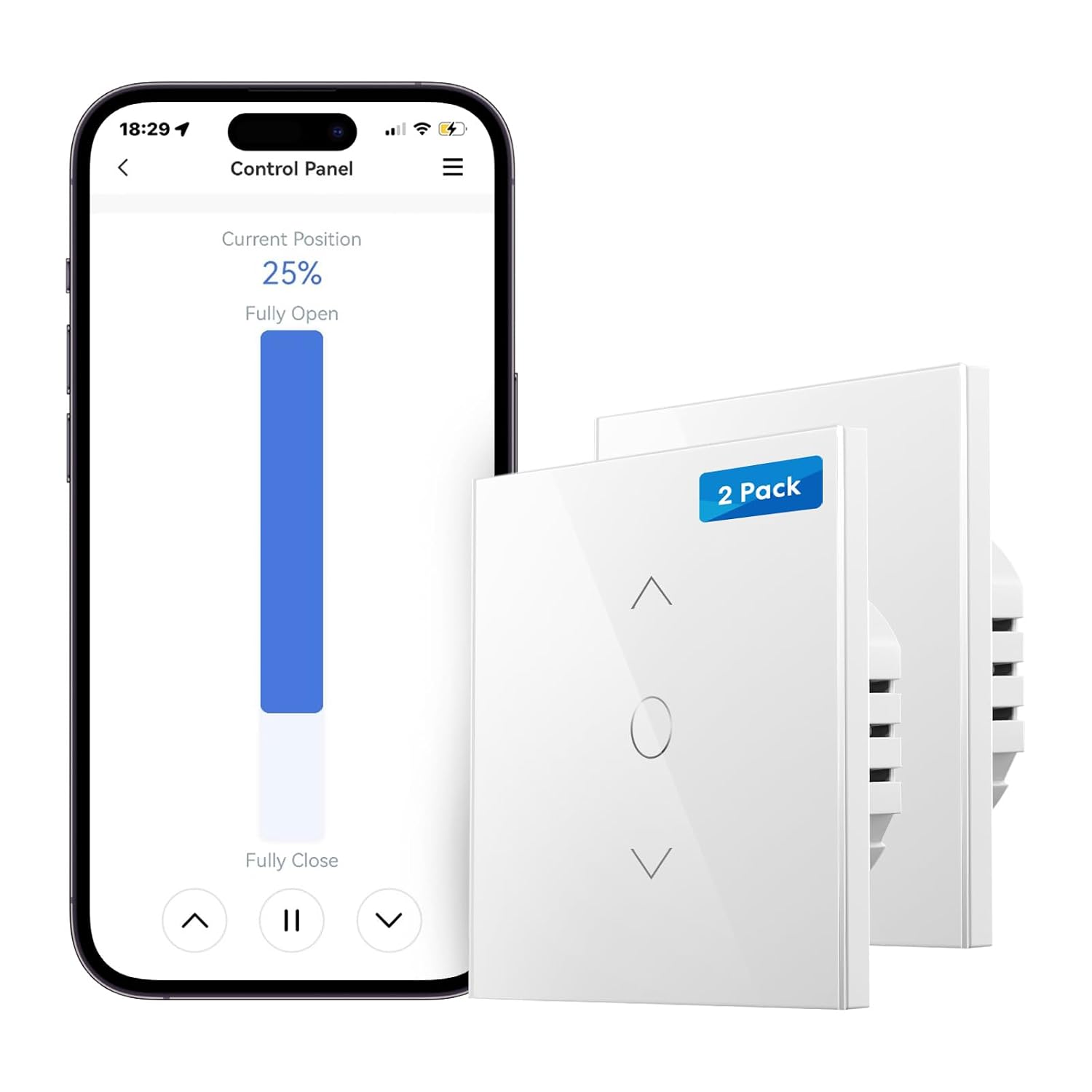 Detalle de Meross Interruptor Cortina WiFi 2 piezas 2,4 GHz