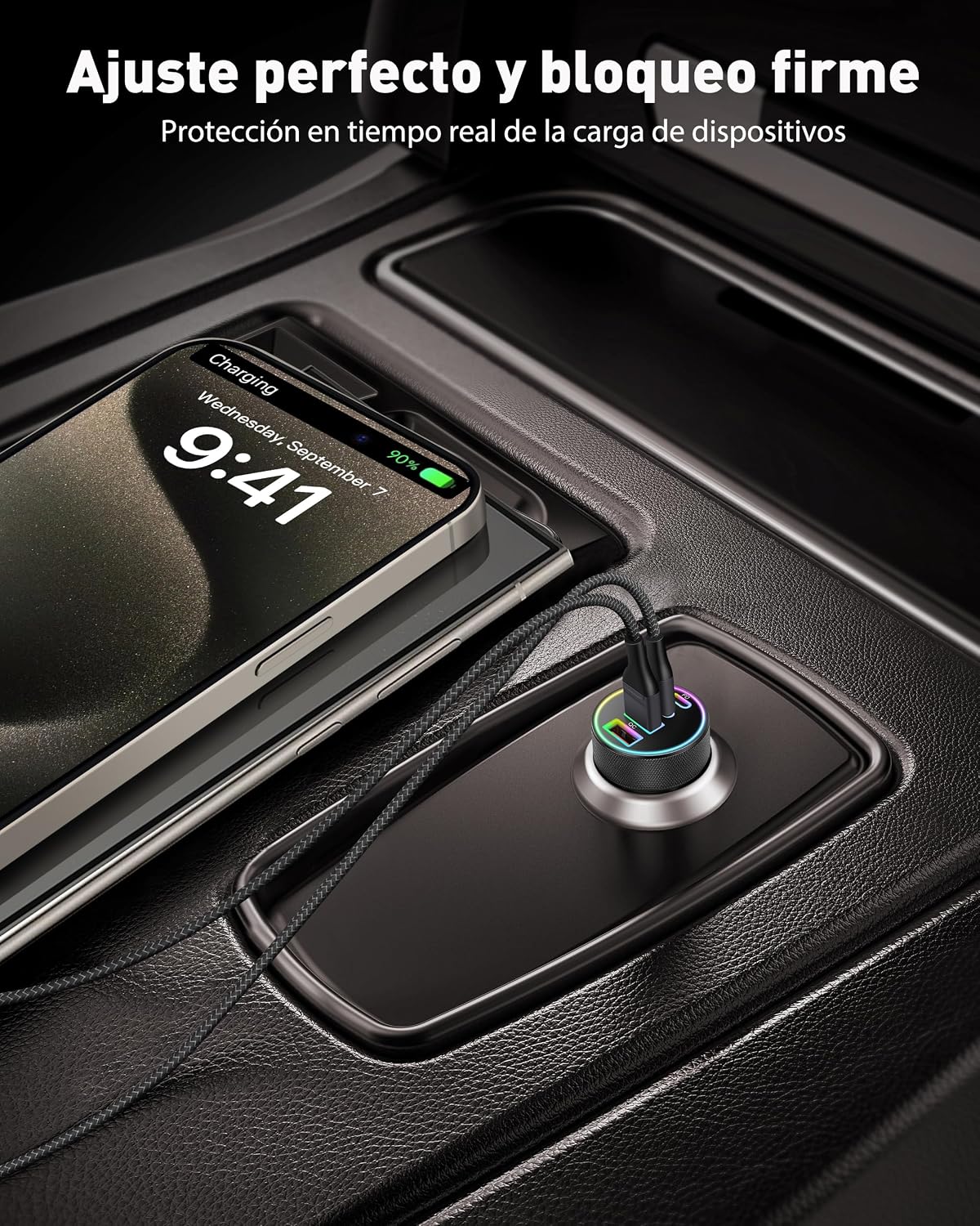 Thumbnail 5 de 4-Puerto 90W Cargador de Coche Dual USB-C/USB-A PD/QC