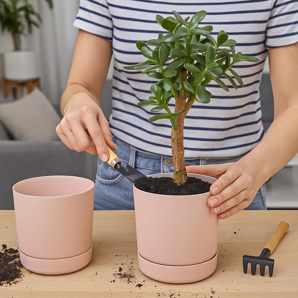 Thumbnail 1 de Home Garden Ornaments Plant Pots Indoor – 15 cm Pink with Drainage & Saucer