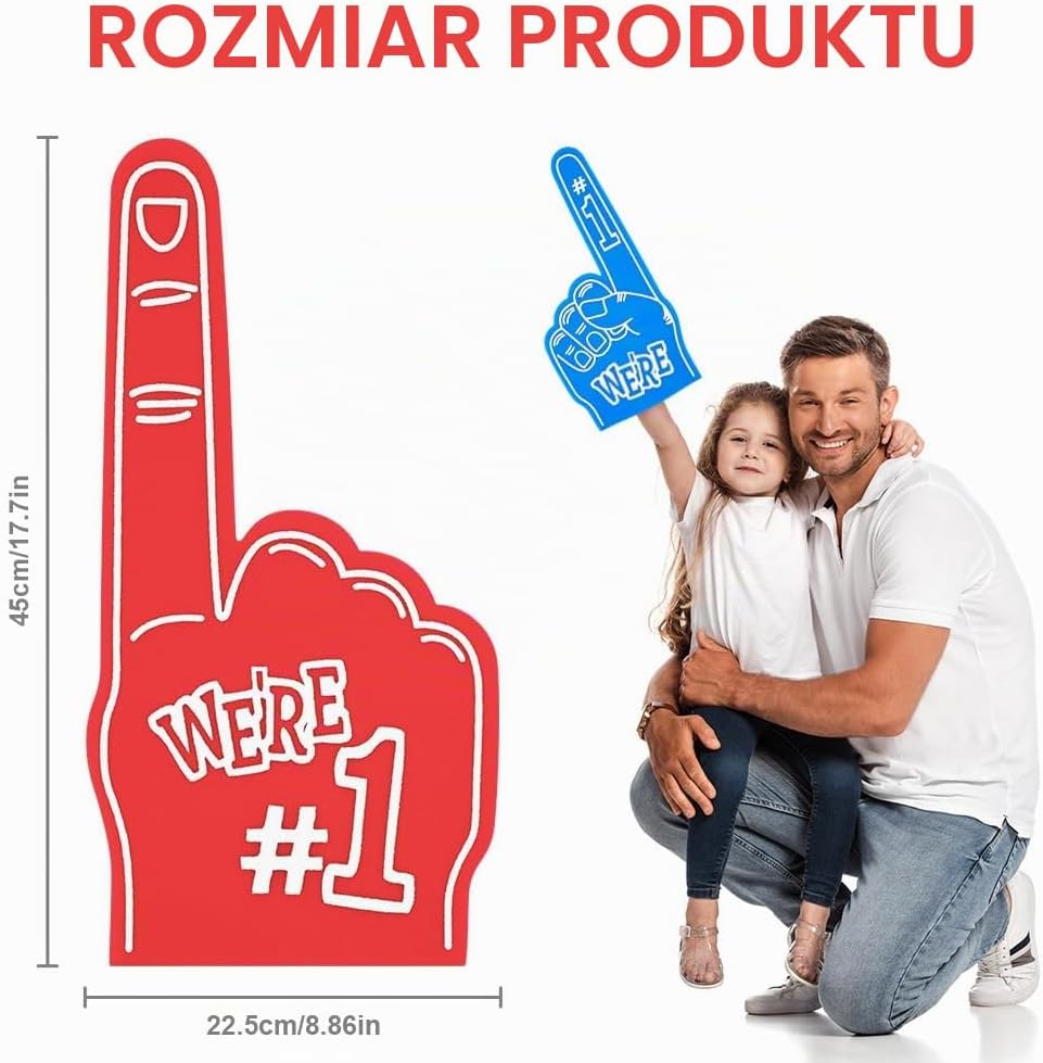 Detalle de Aolso EUV8-ZWSZ-RB-FBA – gigantyczne piankowe palce kibica, 2 sztuki