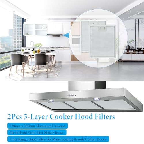 Thumbnail 6 de NIXRET 2Pcs Cooker Hood Grease Filter (320x260x9mm) – 5-Layer Aluminum Mesh, Universal Replacement