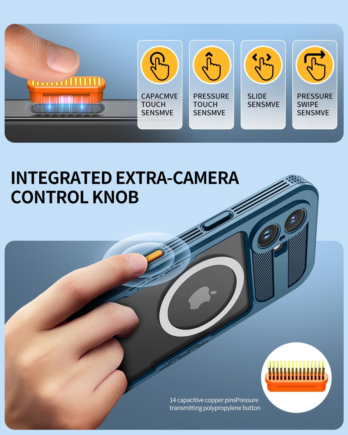 Detalle 2 de Lanhiem LM-IPH16-01 iPhone 16 Waterproof Case, Blue, Magnetic