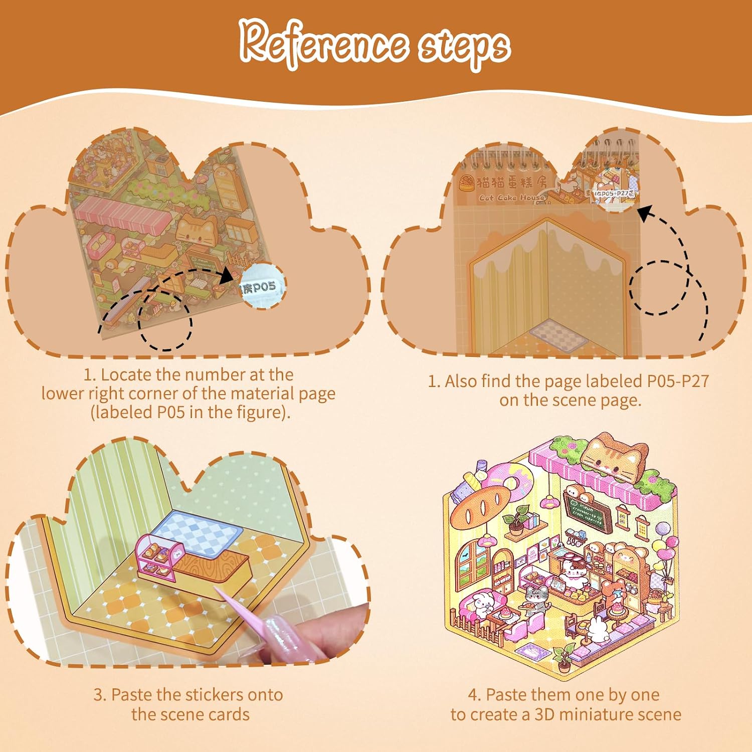 Detalle 2 de Rezolite 40 Sets DIY Miniature Scene Sticker Book with 6 Animal Stickers (3D, with Tweezers) – Age 3+