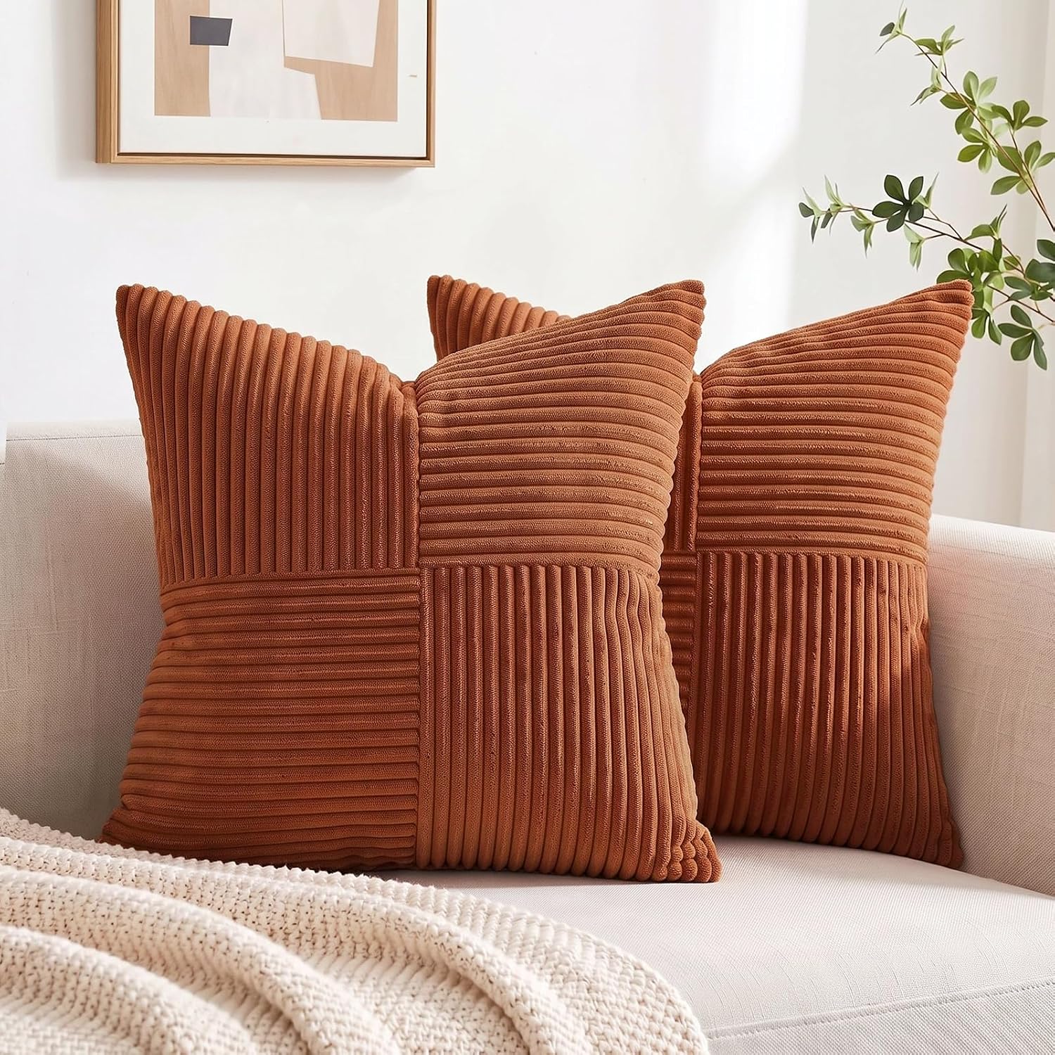 Thumbnail 6 de Fancy Homi Rust Boho Throw Pillow Cover 18x18