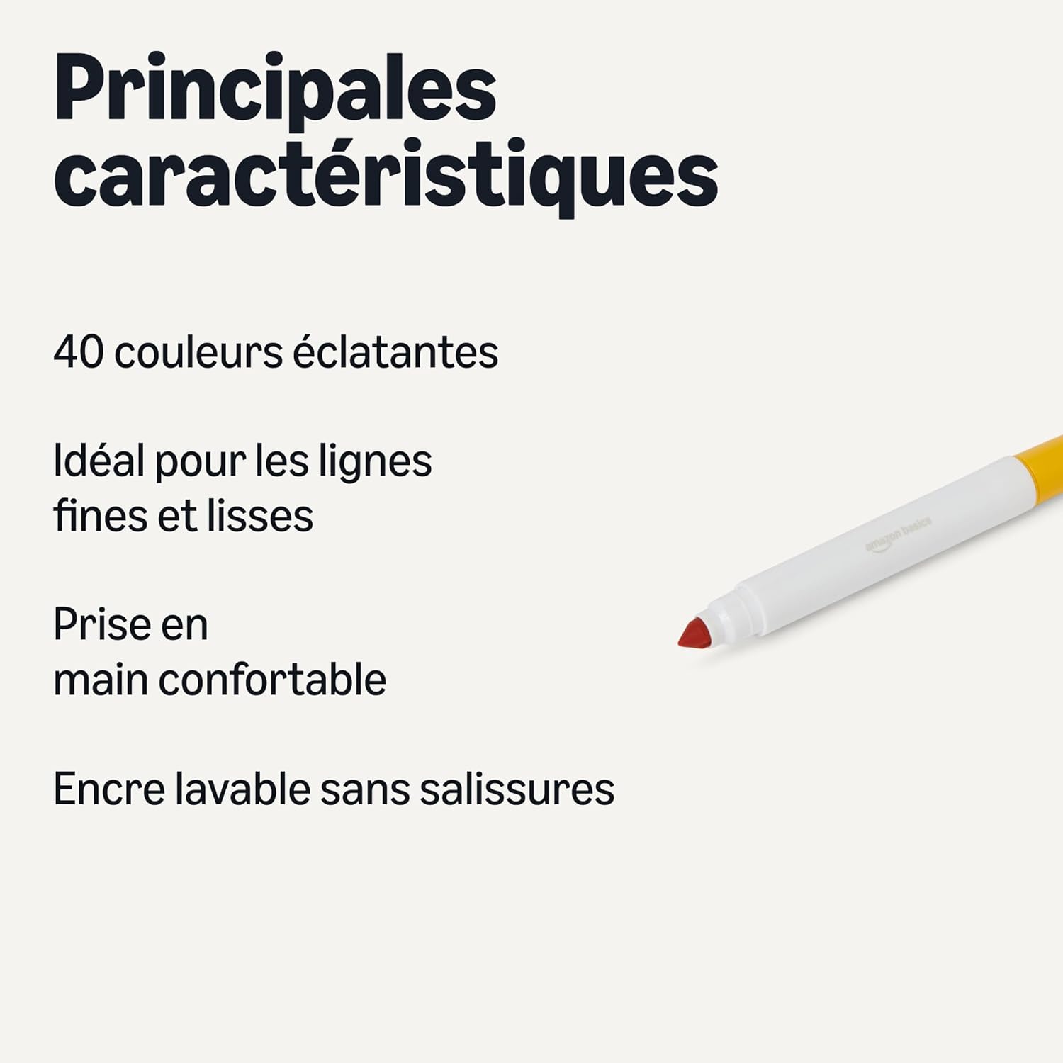 Detalle de Amazon Basics Broad Line – Lot de 40 marqueurs lavables, multicolores
