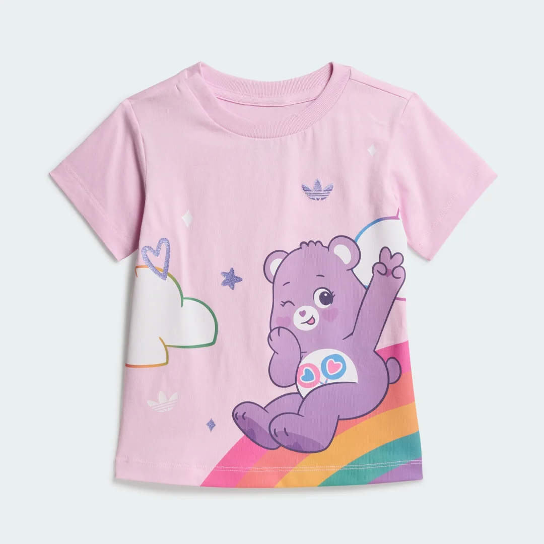 Detalle 2 de CONJUNTO Adidas CARE BEARS: camiseta y pantalón corto en rosa, para looks casuales que priorizan comodidad