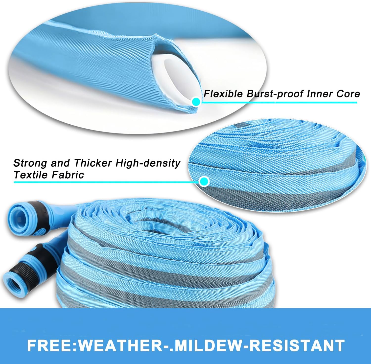 Thumbnail 2 de HERZO flexibler Gartenschlauch 15 m mit 7 Sprüh-Einstellungen und Multifunktions-Spritzpistole