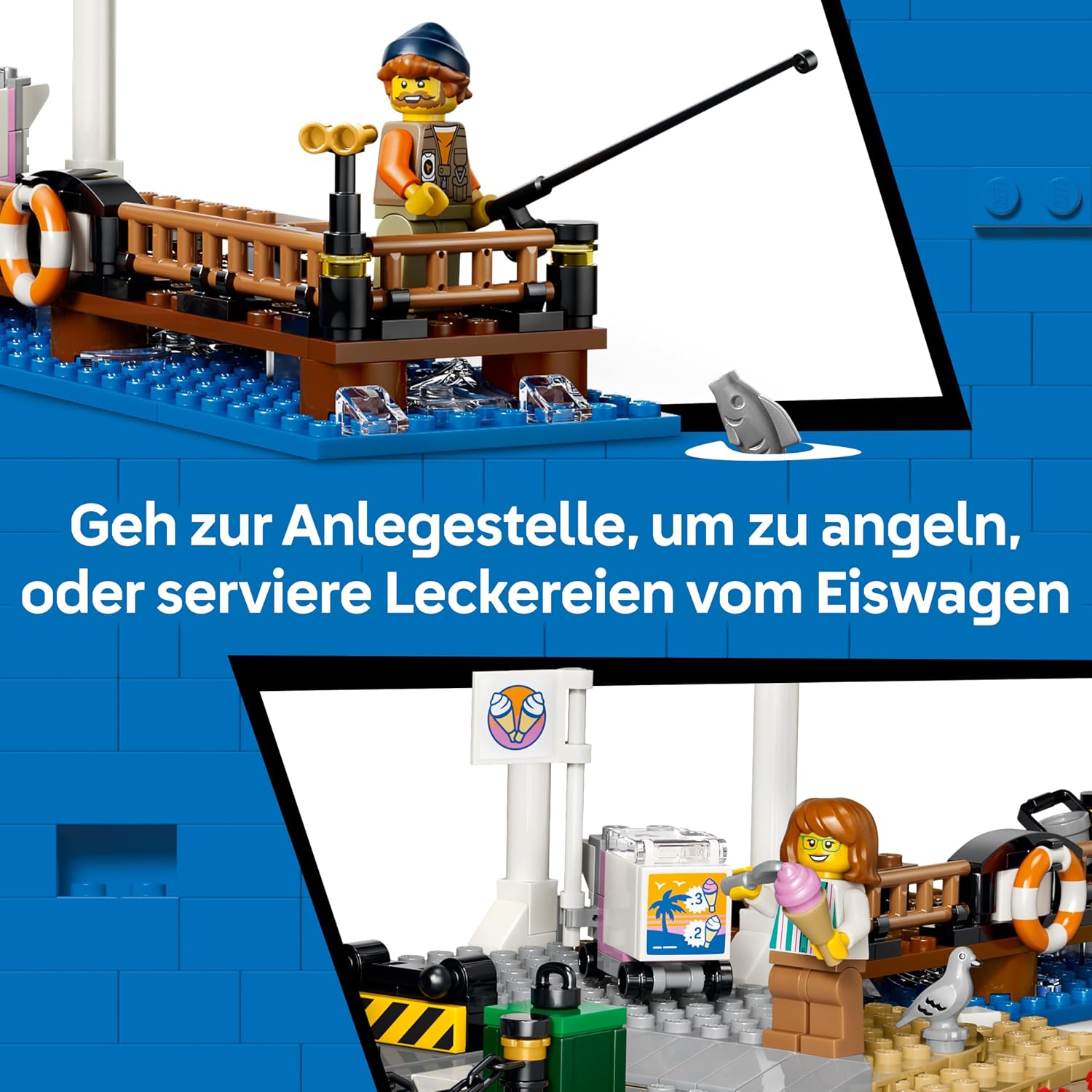 Thumbnail 5 de LEGO City Klassische Strandstraßenbahn 60506 – Spielset mit Bahn, Anlegestelle, Eiswagen, 5 Minifiguren und 5 Tierfiguren