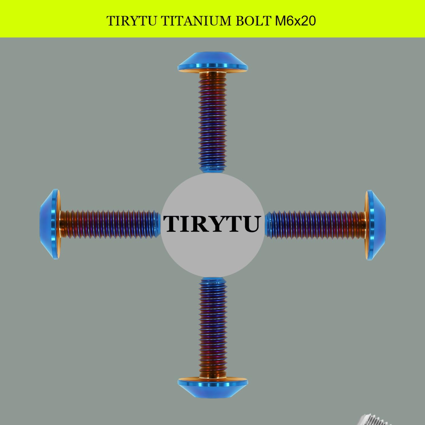 Detalle 2 de TIRYTU Titanium Bolts M6x20, 4-Piece Set, Burnt Blue PVD Finish