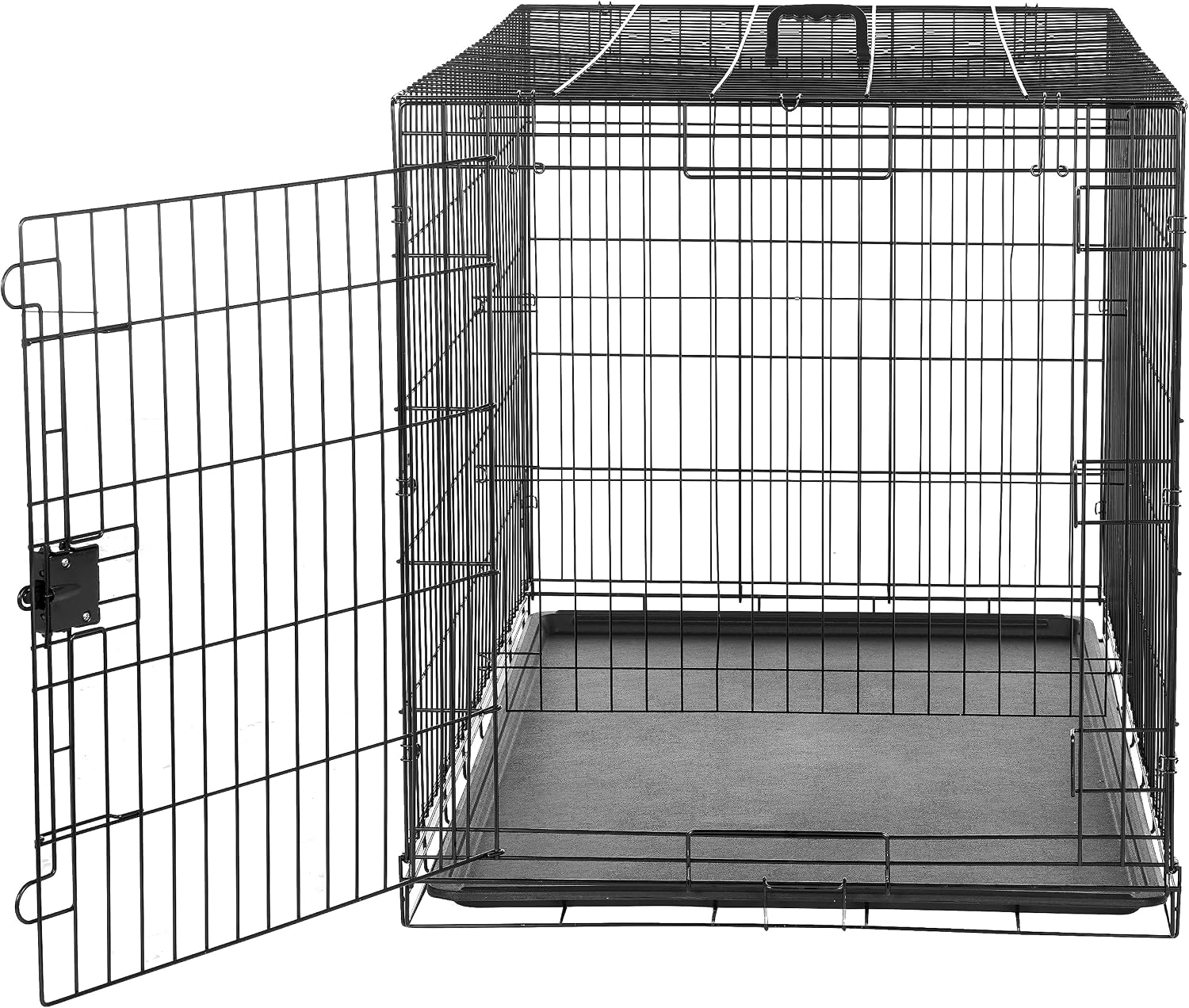 Detalle de Amazon Basics XXL Metal Dog Crate with Tray (122 cm) – Foldable, Single Door