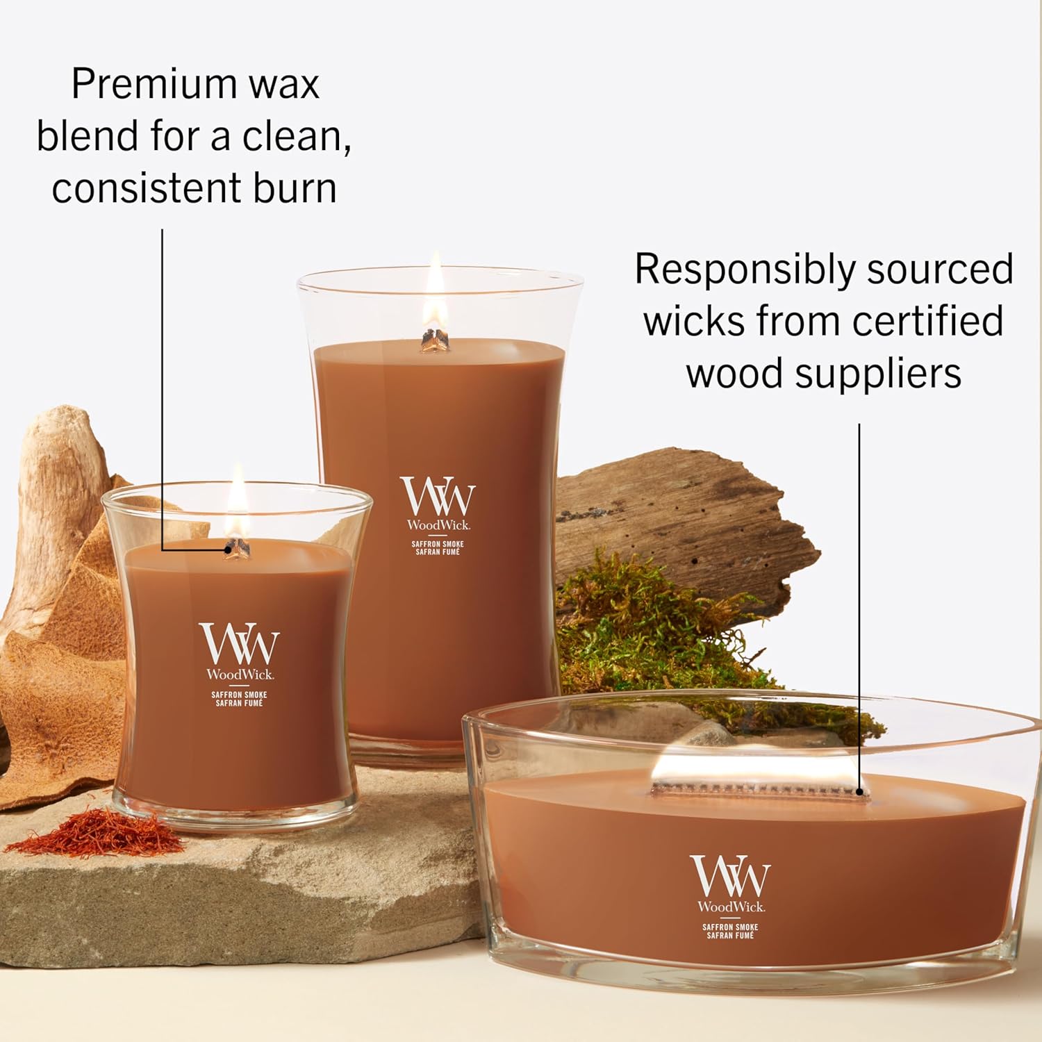 Thumbnail 6 de WoodWick Bougie parfumée Bougie Ellipse Safran fumé – cadeau élégant pour femmes