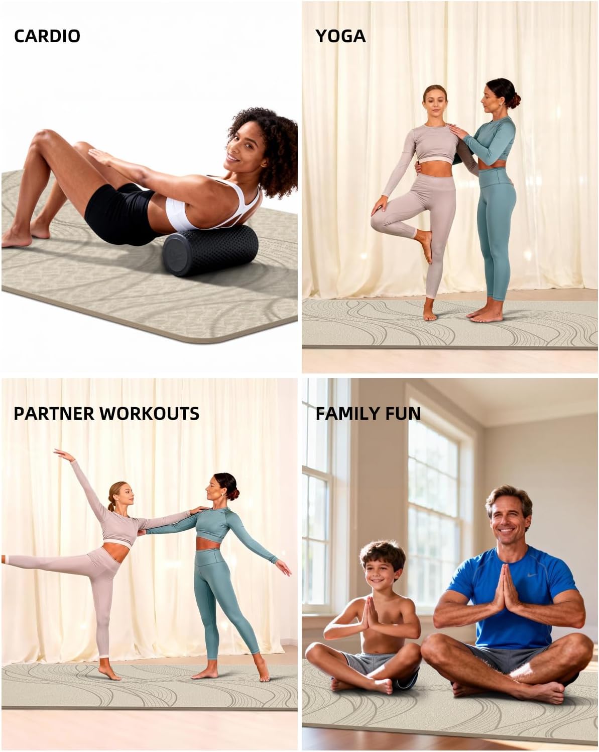 Thumbnail 6 de lvme Extra-Large Yoga Mat, 193 x 122 cm, 10 mm TPE, Non-Slip