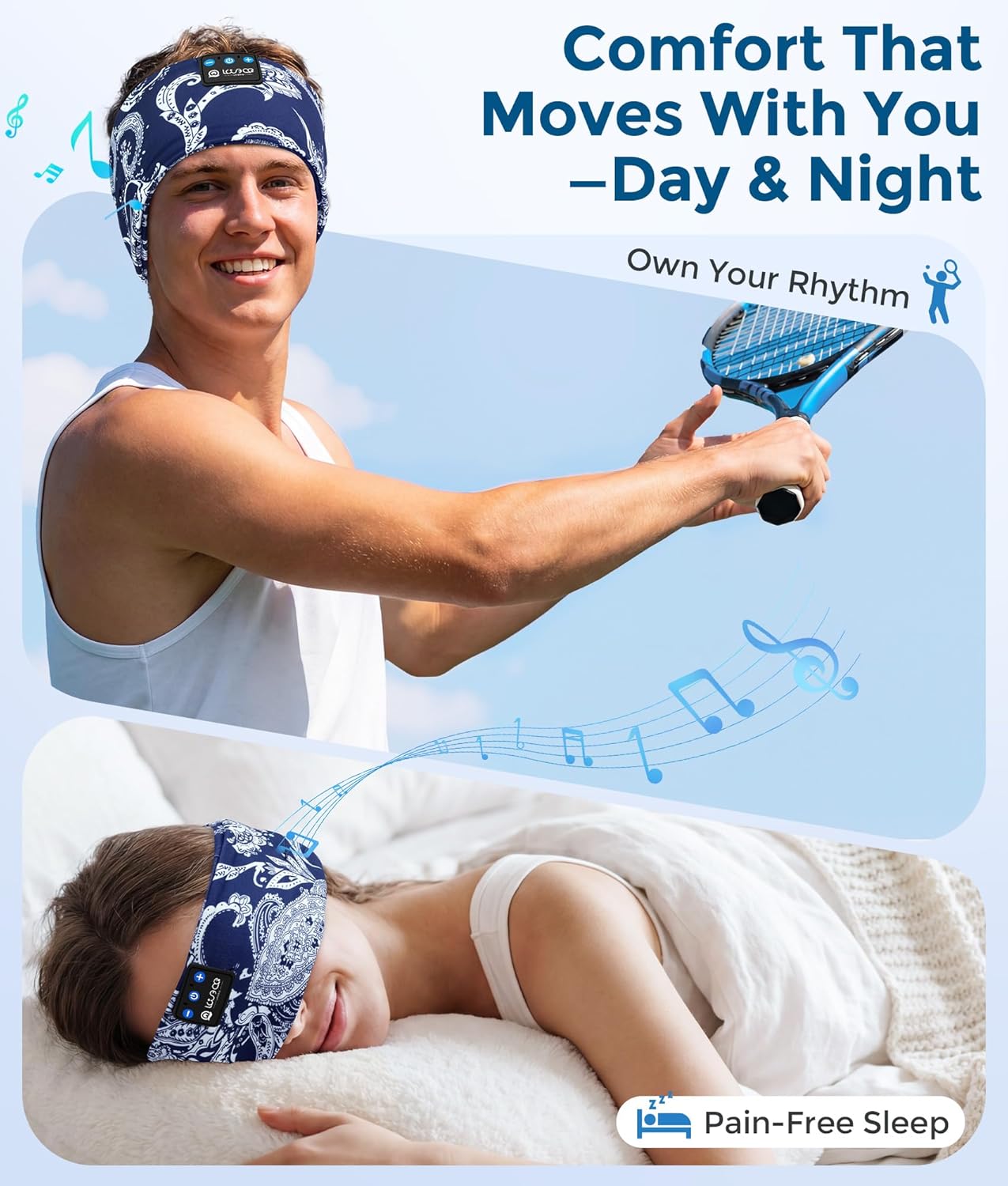 Thumbnail 1 de LOVE EYE Bluetooth 5.4 Sleep Headphones Headband – Breathable, Ultra-Thin Speakers for All‑Day Comfort