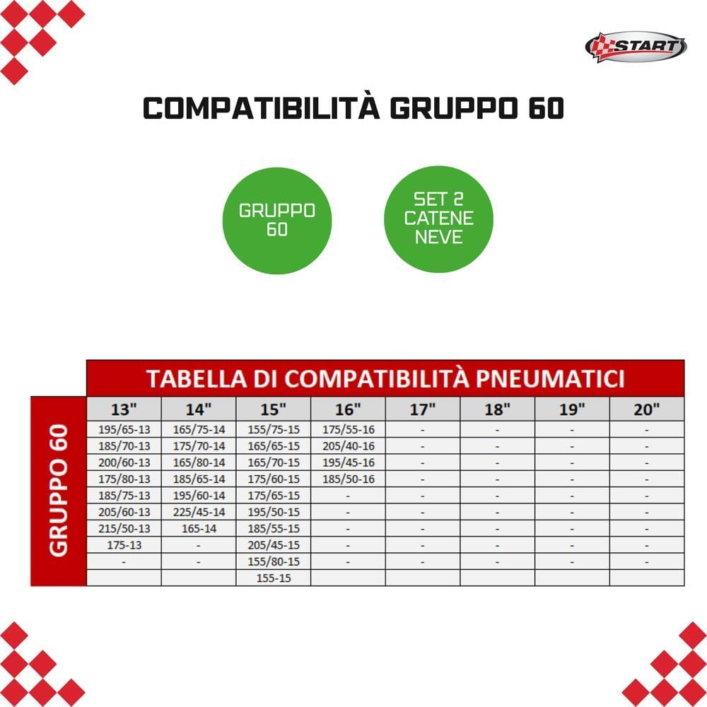 Thumbnail 6 de START Start Ensemble de deux chaînes à neige 9 mm, groupe 60 (homologuées Onorm 5117)