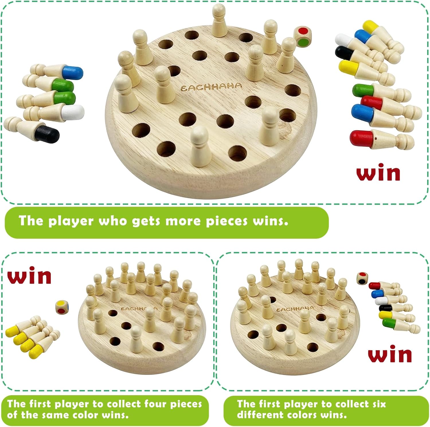 Thumbnail 2 de EACHHAHA Memory Chess en bois Montessori dès 3 ans : jeu de mémoire et reconnaissance des couleurs