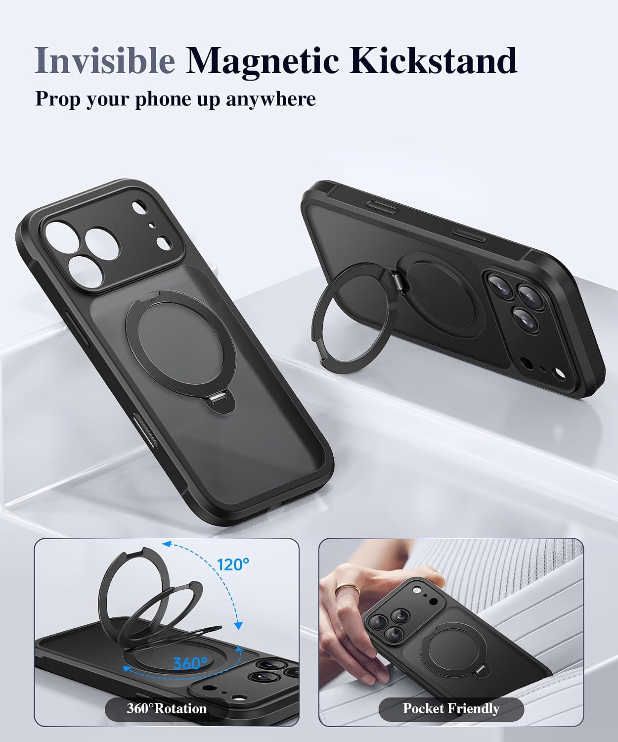 Thumbnail 1 de BERFY iPhone 18 Pro Max/17 Pro Max Case with Privacy Screen and 360° Stand