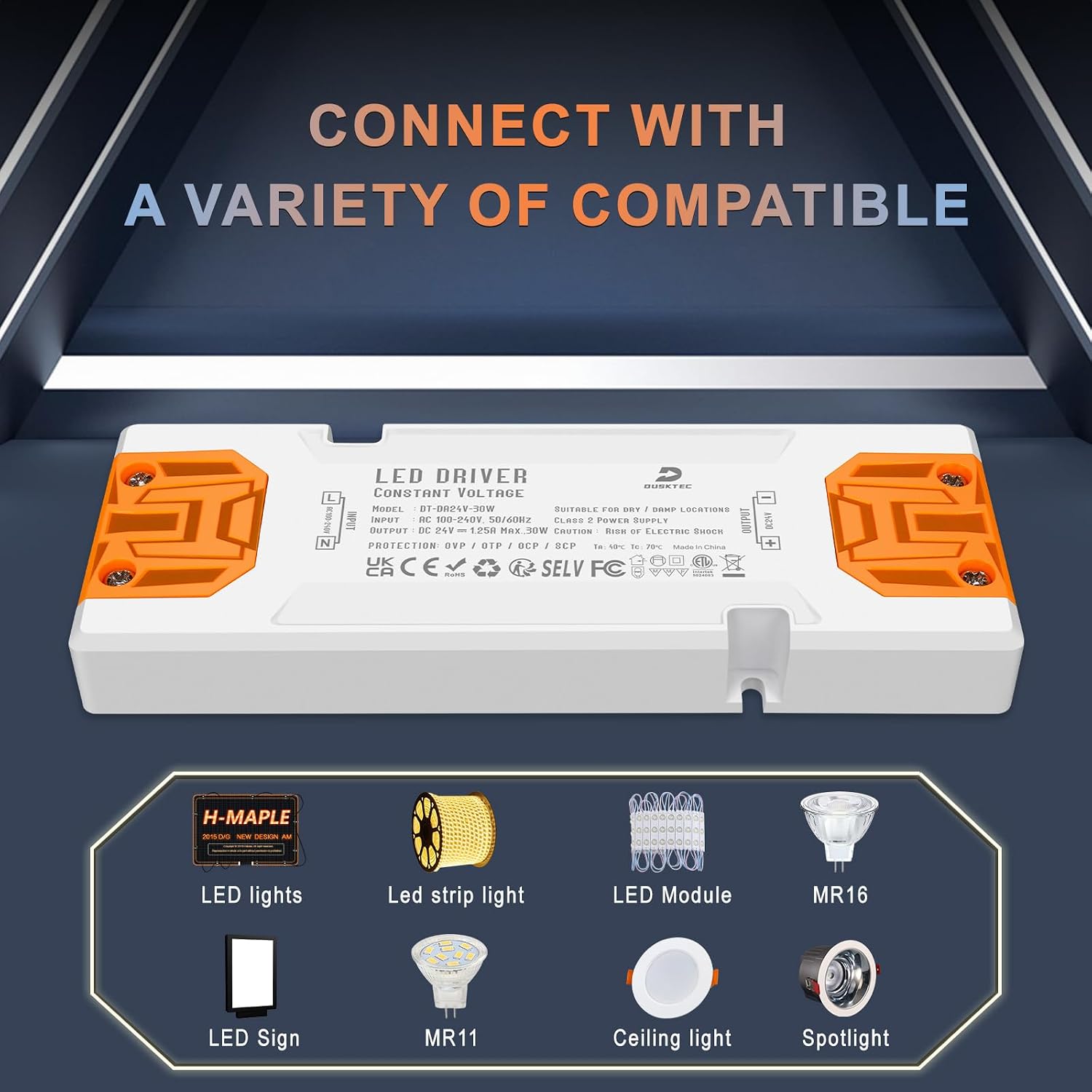 Detalle de DUSKTEC 24V LED driver 30W 1.25A