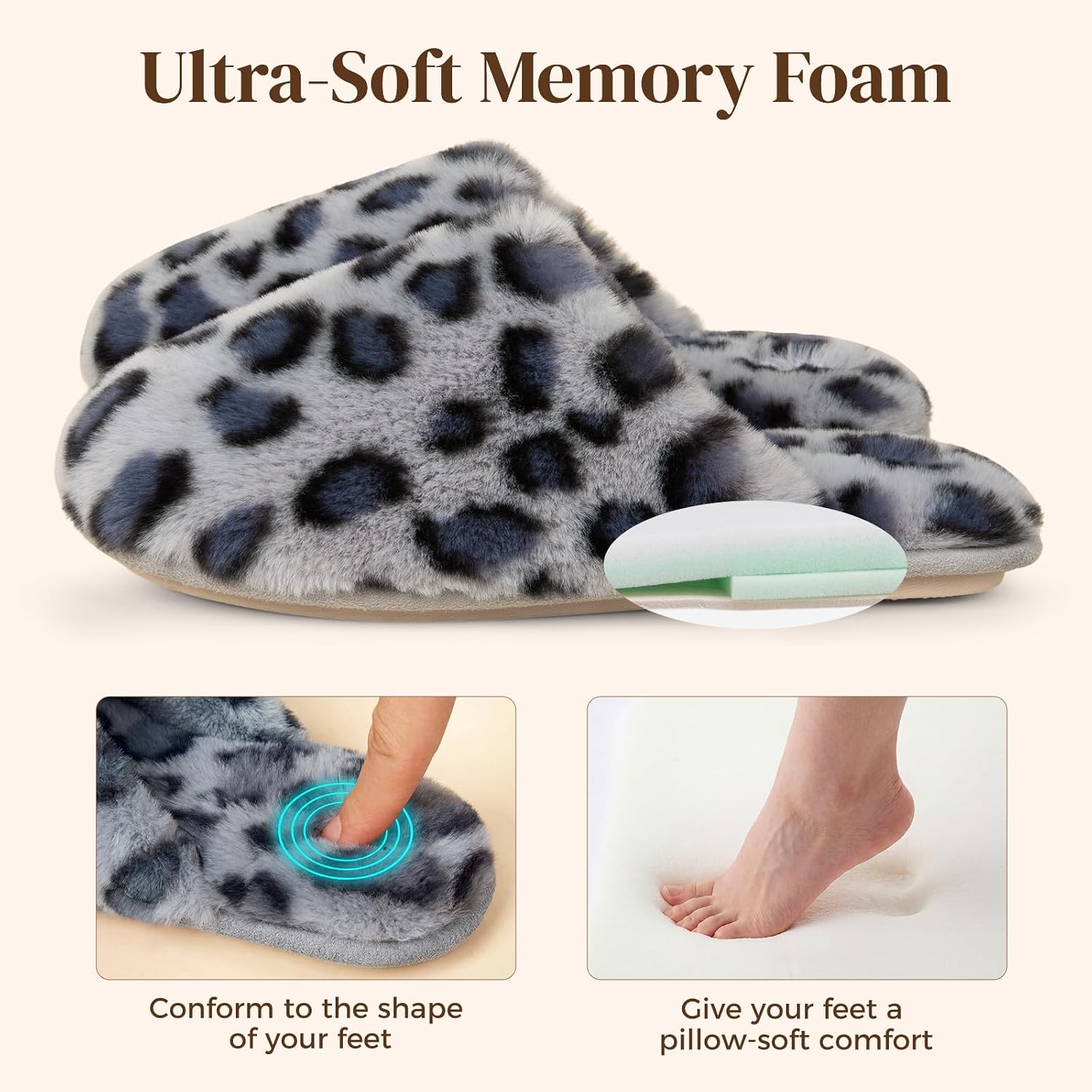 Detalle 2 de Snug Leaves Fuzzy Scuff Slippers 5-6