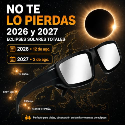 Detalle de Keyaluo gafas eclipse solar homologadas con 3 lentes de plástico duradero