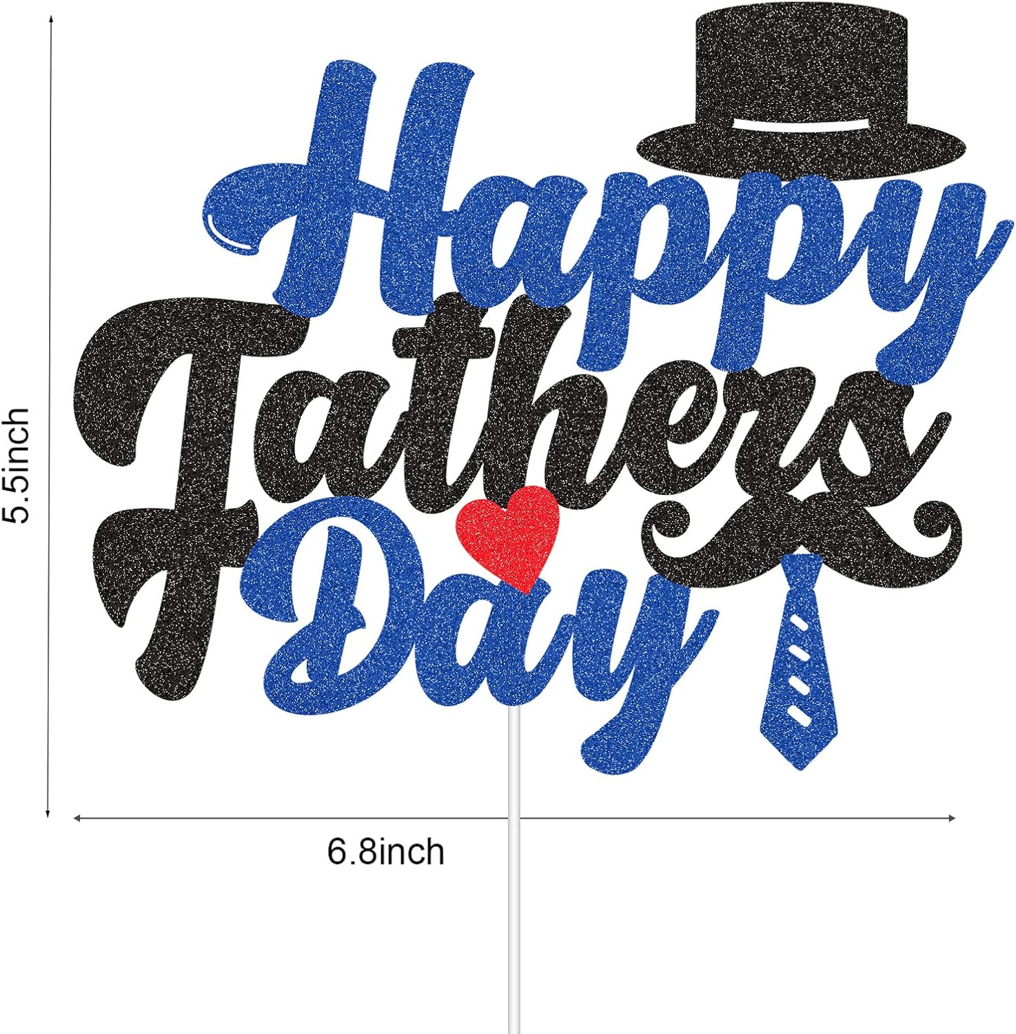Detalle 2 de G-LOVELY'S Happy Father's Day Cake Topper – Glitter Blue/Black with Tie Design
