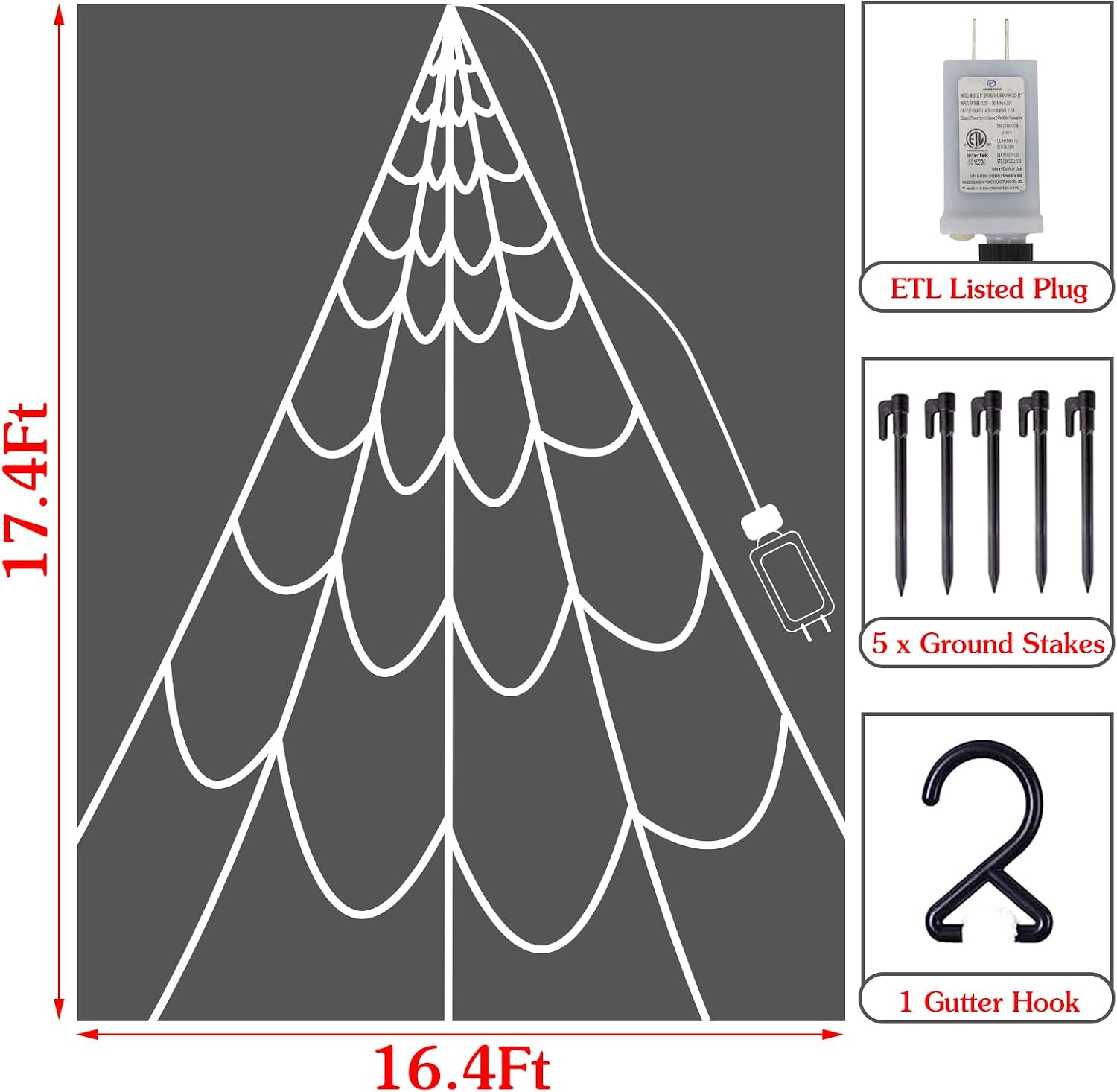 Detalle 2 de Aitbay 241 Lighted Spider Web, 17.4-Foot Display with 150 LEDs