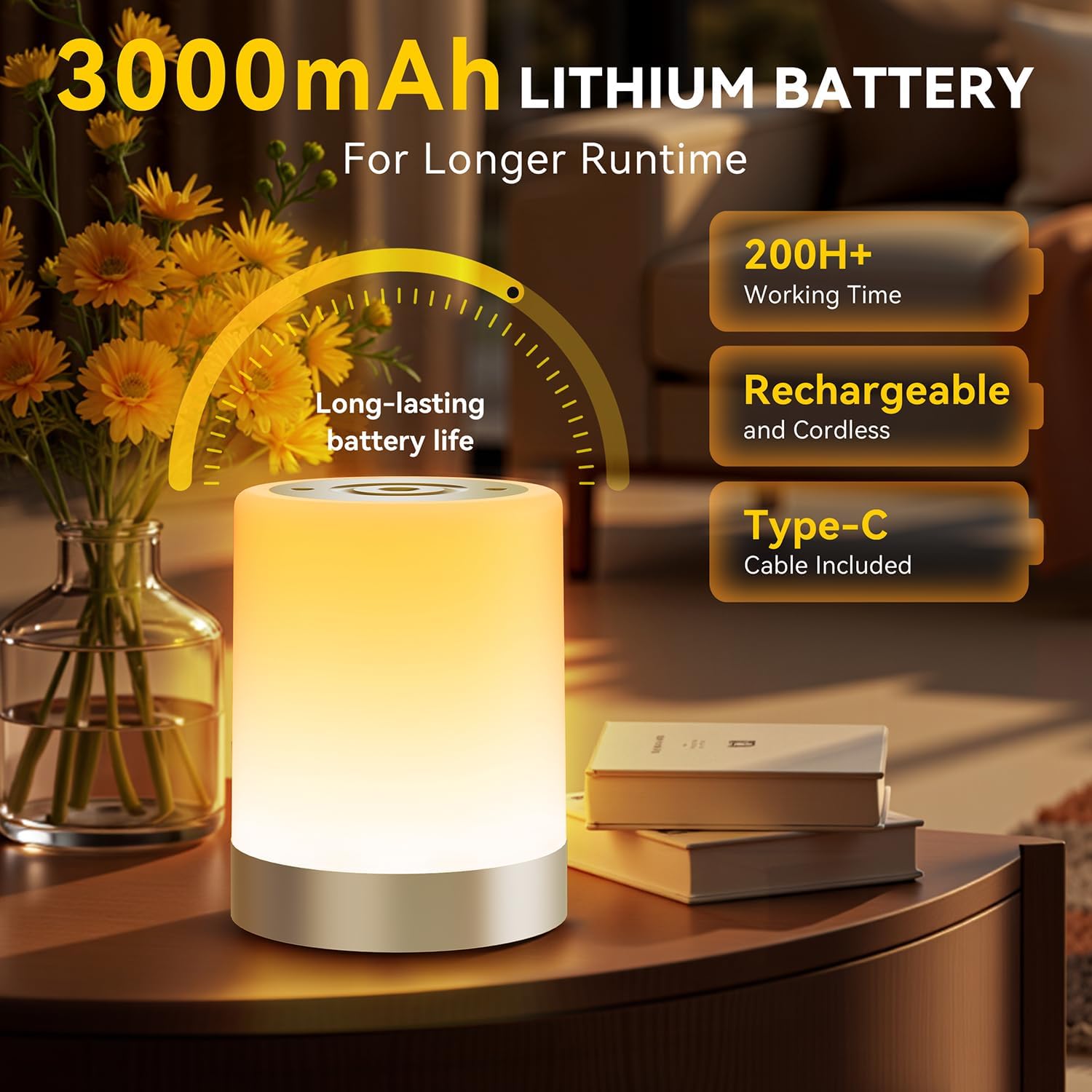 Thumbnail 3 de Auxmir Nachttischlampe Nachtlicht Touch Dimmbar – kabellos, 256 RGB Farben, 3000mAh Akku