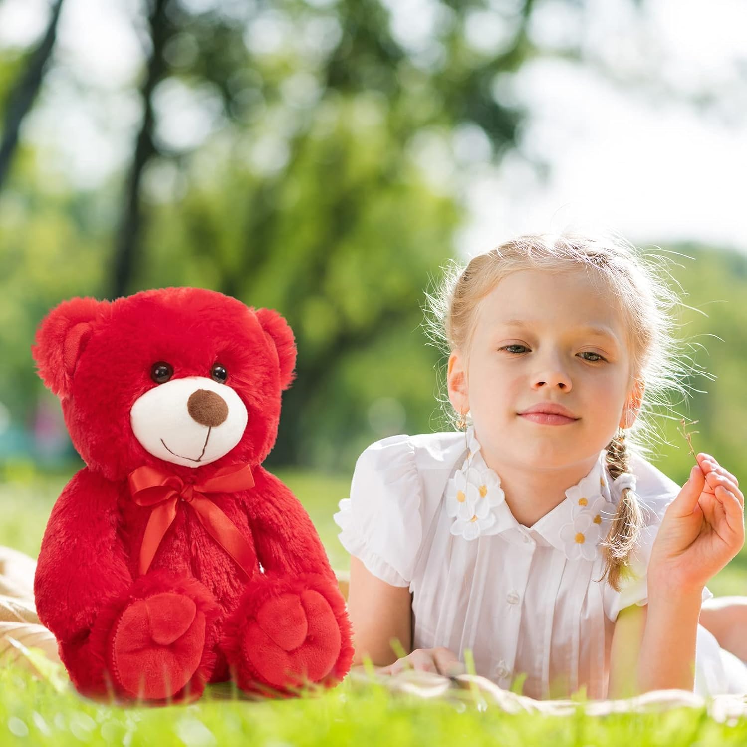 Thumbnail 1 de BEJOY Ours en peluche rouge – 36 cm, doux et sûr pour les câlins