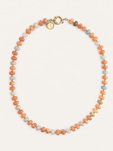 Detalle de Collar Mujer Ámbar Stones de SINGULARU – Acero inoxidable bañado en oro 18k, 45 cm